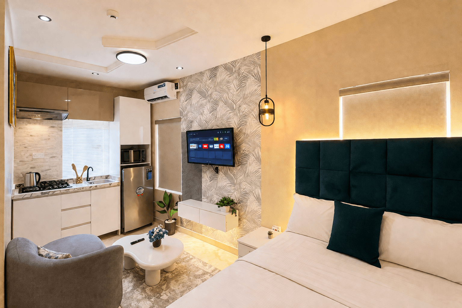 Modern Elegant Studio Premium Mattress Fast Wi-Fi & Smart Tv - Image 4